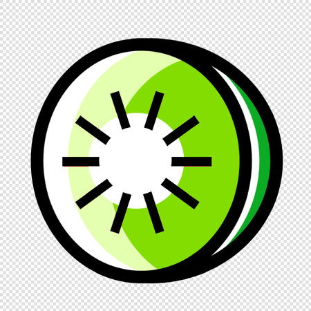 Kiwi Icon - Green Glossy Style Illustration - Isolated On Transparent Backgroundのイラスト素材