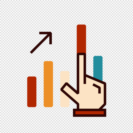Hand Pointing Up Graph Icon - Vector Illustration - Isolated On Transparent Backgroundのイラスト素材