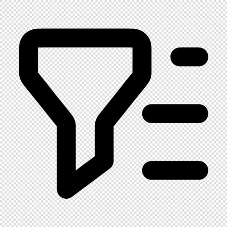 Filter Icon - Black Illustration Isolated on Transparent Background.のイラスト素材