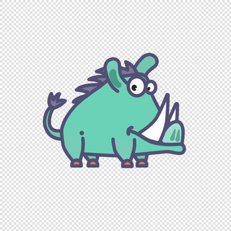 Funny rhinoceros icon on a transparent background. Vector illustrationのイラスト素材