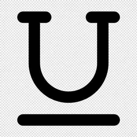 U letter icon - vector illustration. Simple black symbol on transparent backgroundのイラスト素材