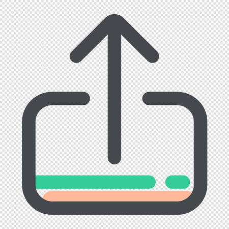 Upload icon illustration sign design style - simple vector pictogram on transparent backgroundのイラスト素材