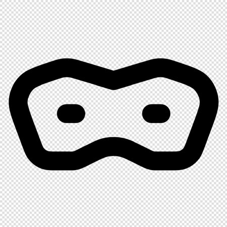 Mask Icon - Black Illustration Isolated on Transparent Background.のイラスト素材
