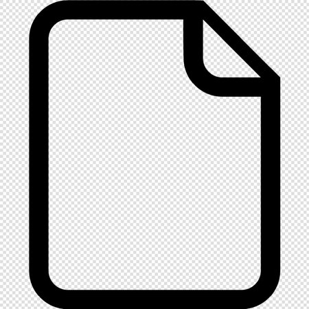 Document Icon - Black and White Illustration Isolated on Transparent Backgroundのイラスト素材