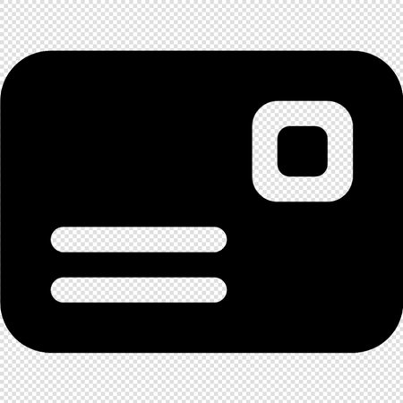 Credit card icon. Black and white vector illustration. Isolated on transparent background.のイラスト素材