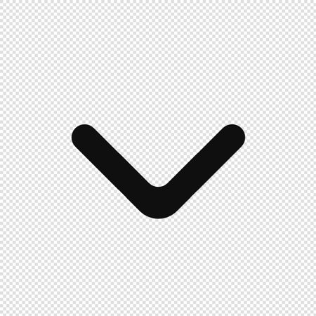 Down arrow icon - black vector illustration on transparent background. Flat designのイラスト素材