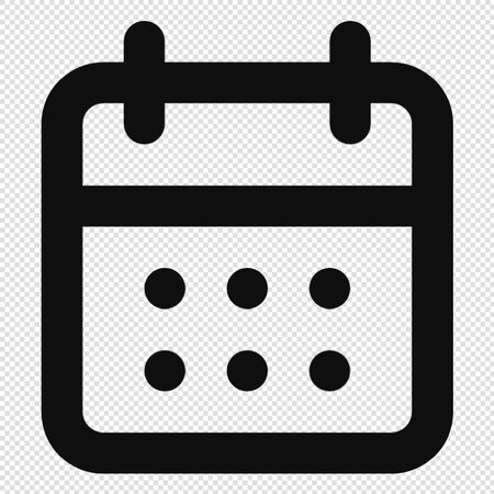 Calendar Icon - Black Illustration Isolated on Transparent Backgroundのイラスト素材