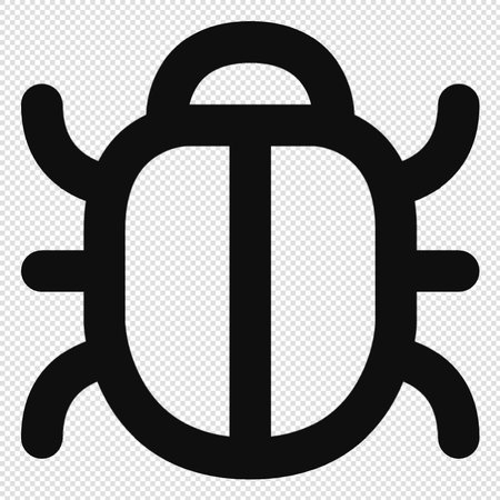 Bug Icon - Black Color Vector Illustration - Isolated On Transparent Backgroundのイラスト素材