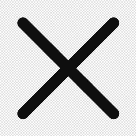 Cross sign icon - vector illustration. Simple black symbol on transparent background.のイラスト素材