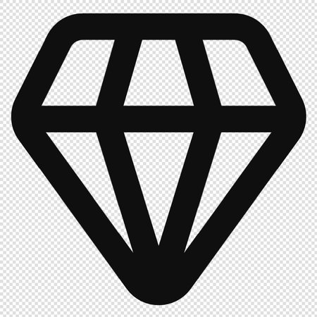Diamond Icon - Black Illustration Isolated on a Transparent Backgroundのイラスト素材