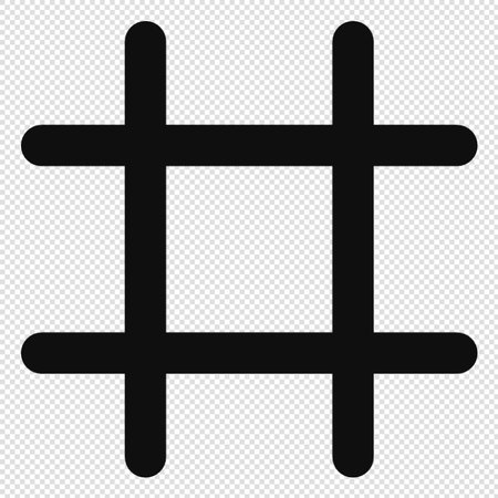 Hashtag icon - black simple vector illustration on transparent background with copy spaceのイラスト素材