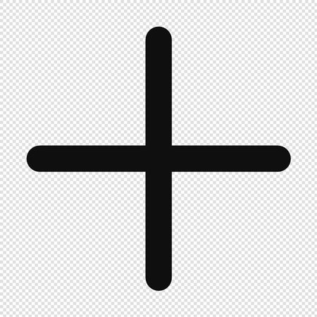 Plus sign illustration. Vector. Black icon isolated on transparent background.のイラスト素材