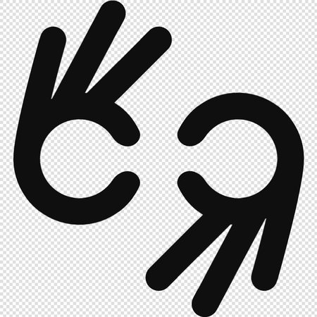 Hand sign icon - vector illustration. Black symbol on transparent background.のイラスト素材