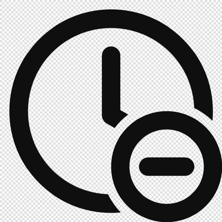 Clock Icon - Black Illustration Isolated on Transparent Background.のイラスト素材