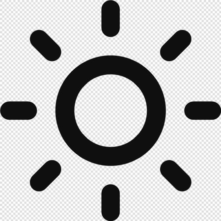 Sun Icon - black vector illustration on transparent background with place for your textのイラスト素材