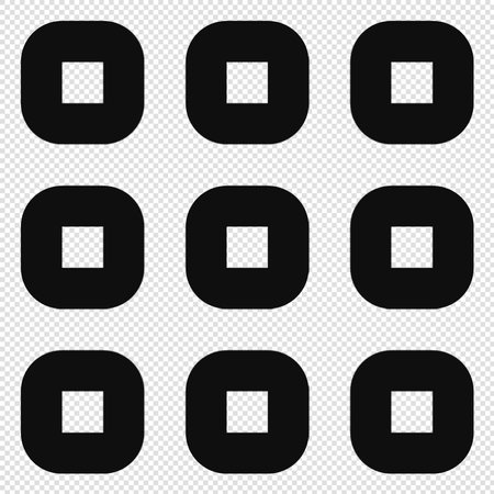 Set of black square buttons on a transparent background. Vector illustration.のイラスト素材