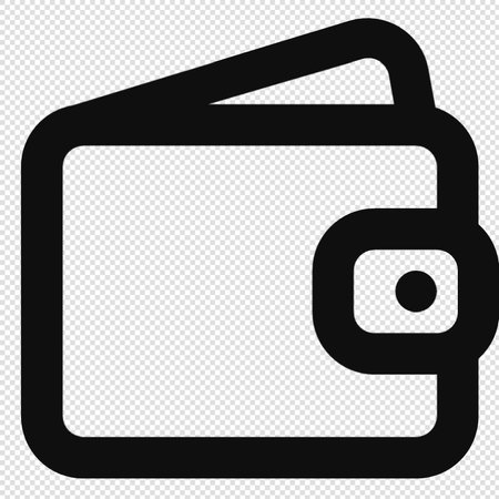 Wallet Icon - Black Illustration - Isolated On Transparent Backgroundのイラスト素材