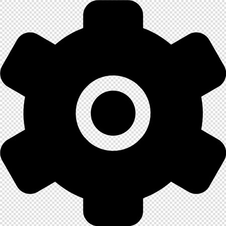 Gear black icon on transparent background. Cogwheel vector illustration.のイラスト素材