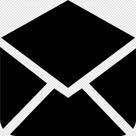 Black and White Paper Envelope Icon Isolated on Transparent Background. Vector Illustrationのイラスト素材