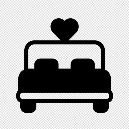 Bed Icon - Vector Illustration - Isolated On Transparent Backgroundのイラスト素材