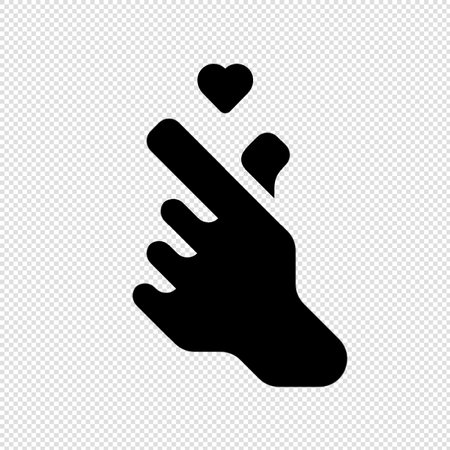 Heart Shaped Hand Icon - black simple vector icon on transparent backgroundのイラスト素材
