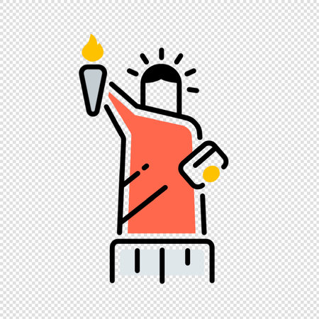 Statue of Liberty icon - black and orange vector illustration on transparent backgroundのイラスト素材