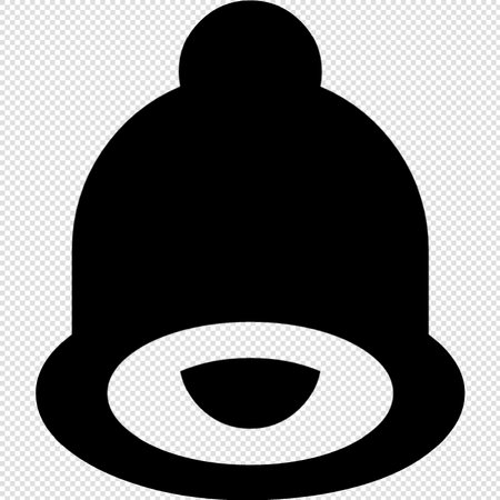 Christmas Hat Icon - Black Gradient Vector Illustration on Transparent Backgroundのイラスト素材