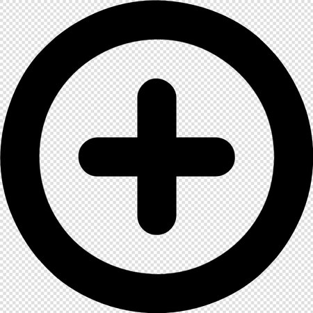 Plus Sign - black vector icon. Illustration isolated on transparent backgroundのイラスト素材