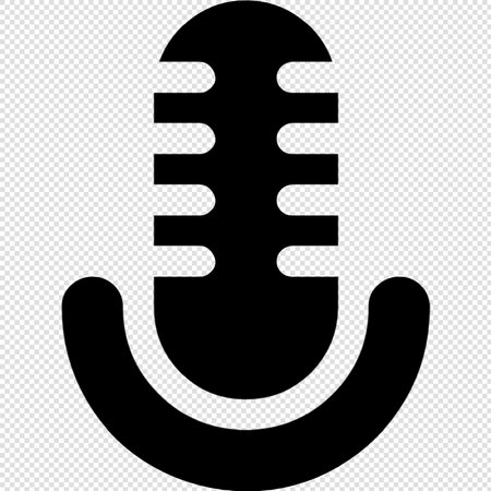 Microphone Icon - Black Illustration on Transparent Background, vectorのイラスト素材