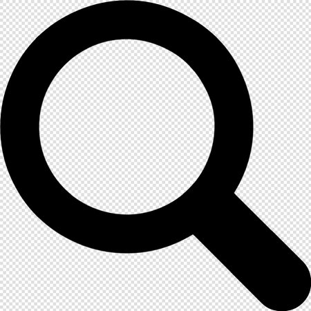 Magnifying Glass - Black Vector Icon Isolated on Transparent Backgroundのイラスト素材