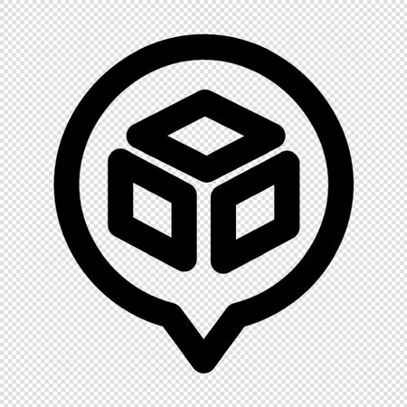 Map pointer with cube icon - vector illustration. Black and white.のイラスト素材