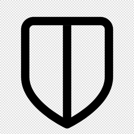 Shield icon - black vector illustration on transparent background. Simple flat style.のイラスト素材