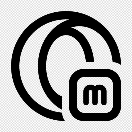 Letter M Icon - Black Illustration Isolated on Transparent Backgroundのイラスト素材