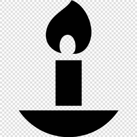 Candle icon. Vector illustration. Black icon on transparent background.のイラスト素材