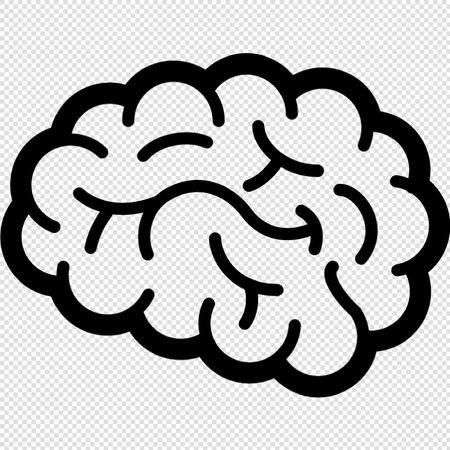 Brain icon - black vector illustration on transparent background with place for textのイラスト素材