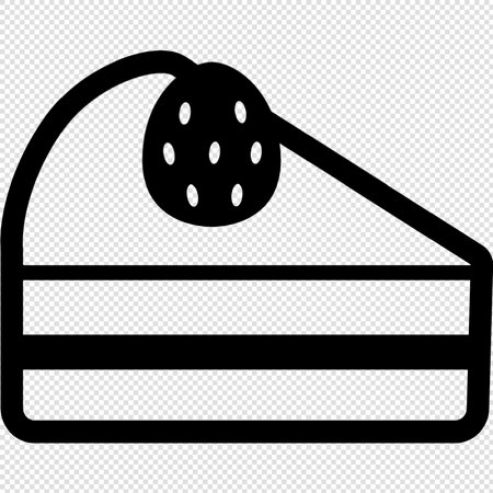 Piece of cake icon - black vector illustration isolated on transparent backgroundのイラスト素材