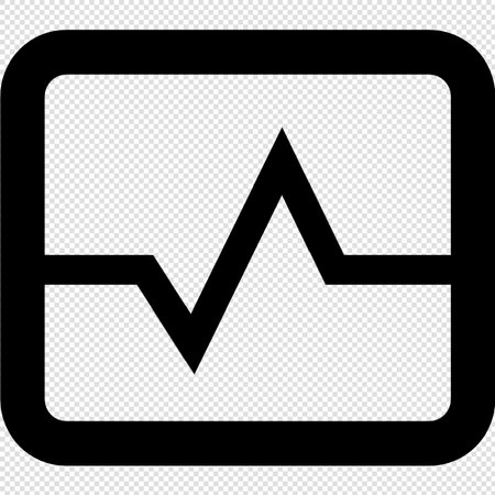 Heartbeat Icon - Black and White Illustration Isolated on Transparent Background.のイラスト素材