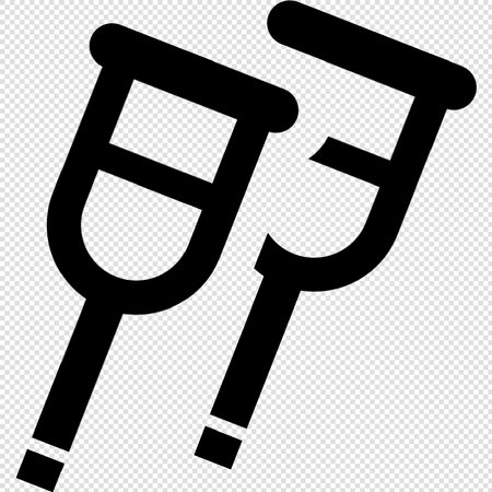 Crutches Icon - Black Stencil on Transparent Backgroundのイラスト素材