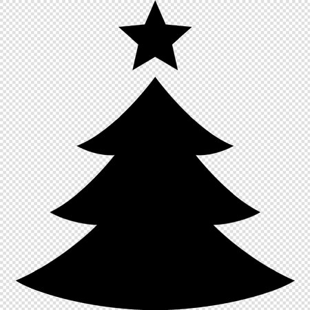 Christmas tree icon - black vector illustration, isolated on transparent background.のイラスト素材