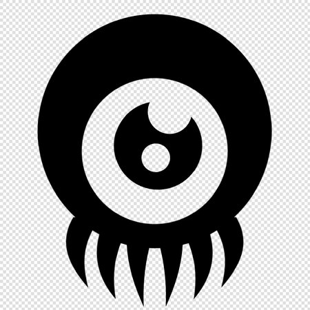 Eye Icon - Black Illustration Isolated on Transparent Background.のイラスト素材