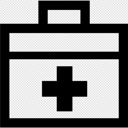 Medical First Aid Kit Icon - Black and White - Vector Illustrationのイラスト素材