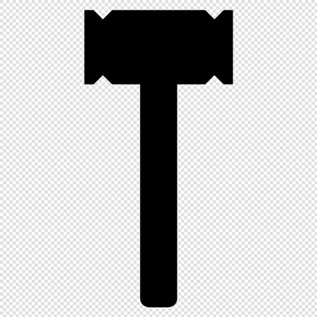 Hammer Icon - Black Illustration Isolated on Transparent Backgroundのイラスト素材