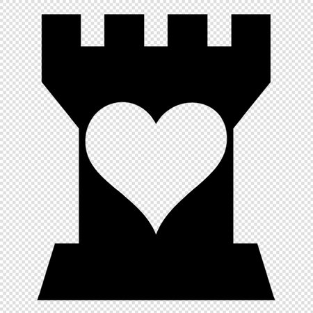 Love Castle - Black Vector Icon Isolated on Transparent Background.のイラスト素材