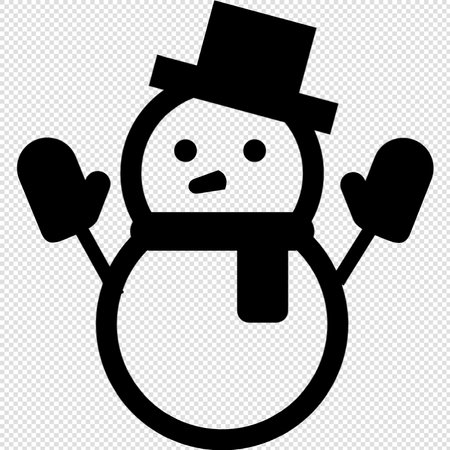 Snowman Icon Illustration sign design style over a black and white backgroundのイラスト素材