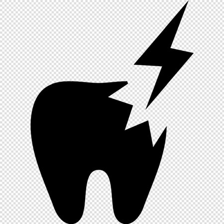 Broken Tooth Icon - Black Illustration on Transparent Background.のイラスト素材