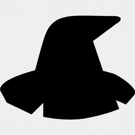 Witch Hat - Black Vector Icon Isolated on Transparent Backgroundのイラスト素材