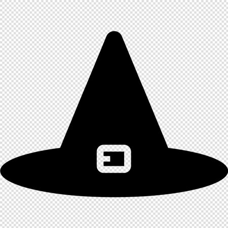 Witch hat icon - vector illustration. Black symbol on transparent background