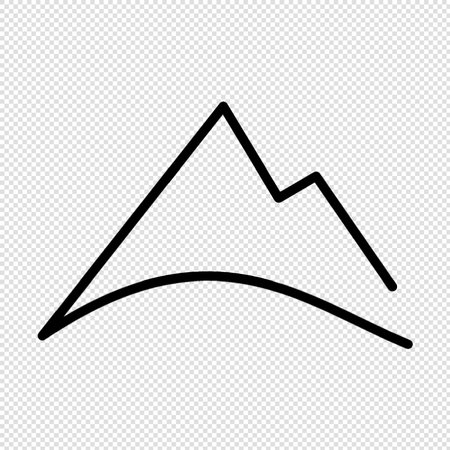 Mountain icon - vector illustration. Black symbol on transparent background.のイラスト素材