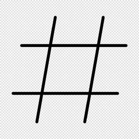 Hashtag icon - black simple vector illustration isolated on transparent background.