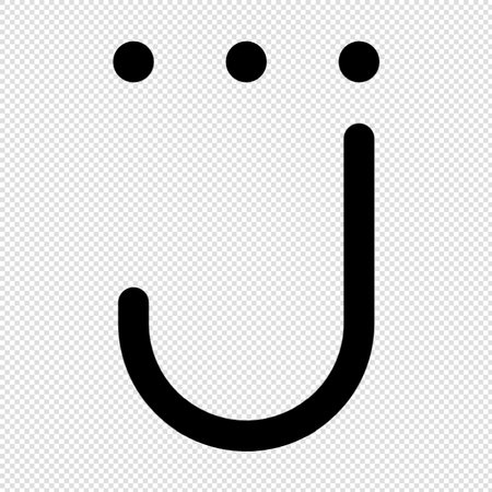 Letter u uppercase font. Vector illustration. Black on transparent background.のイラスト素材